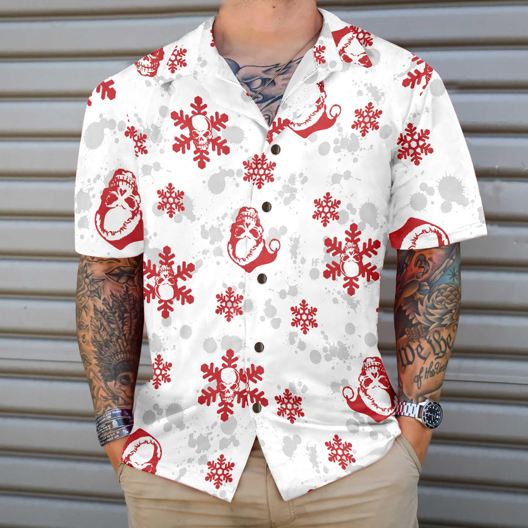 Drune | Weihnachts-Schnee-und-Schädel-Hawaiian-Shirt, Weihnachts-Schädel-Shirt, Bestes Geschenk für Weihnachten