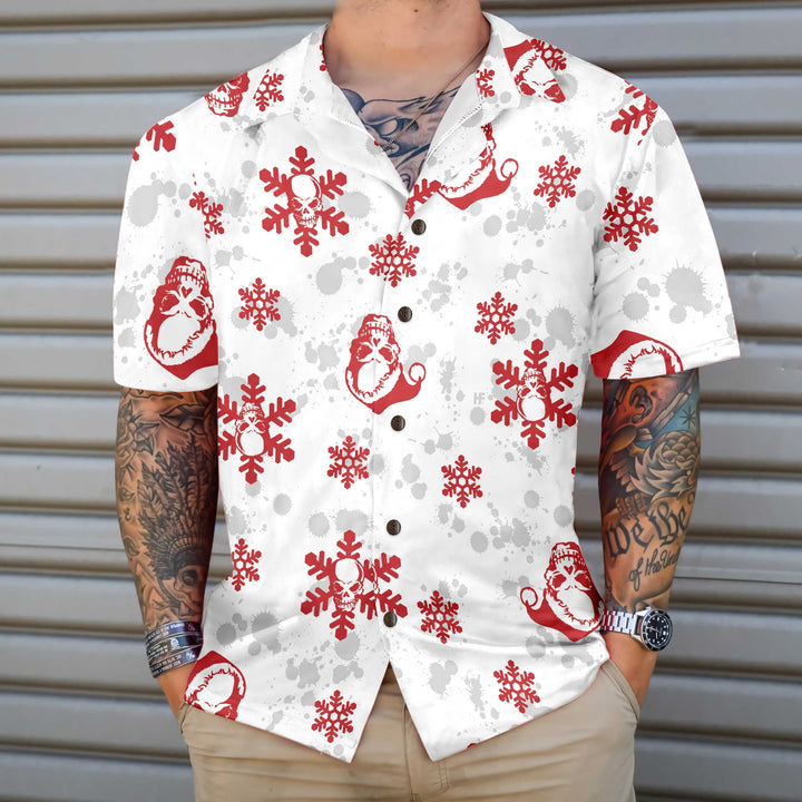 Drune | Weihnachts-Schnee-und-Schädel-Hawaiian-Shirt, Weihnachts-Schädel-Shirt, Bestes Geschenk für Weihnachten