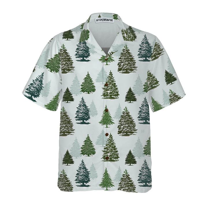 Drune | Weihnachtsbaum-Muster-Hemd für Herren Weihnachts-Hawaiihemd