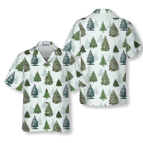 Drune | Weihnachtsbaum-Muster-Hemd für Herren Weihnachts-Hawaiihemd