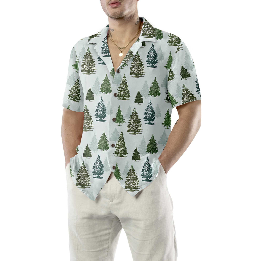 Drune | Weihnachtsbaum-Muster-Hemd für Herren Weihnachts-Hawaiihemd