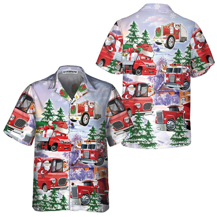 Drune | Weihnachts-Truck Hawaiihemd, Roter Truck Weihnachtshemd, Bestes Weihnachtsgeschenk