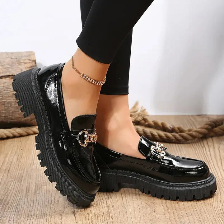 Chunky Loafers, Slip-On, Dekorationskette, Damenschuhe, Plattformschuhe Drune