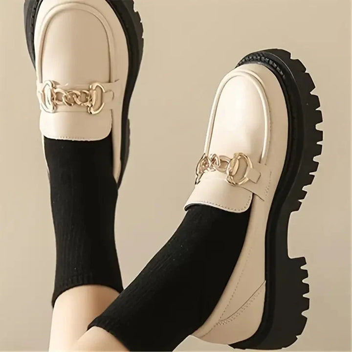 Chunky Loafers, Slip-On, Dekorationskette, Damenschuhe, Plattformschuhe Drune