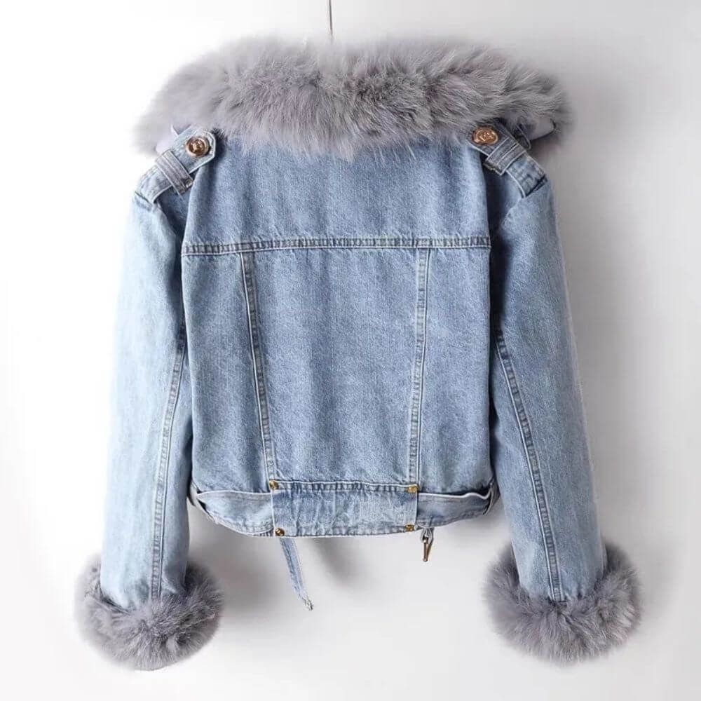 Drune | Denimjacke mit Abnehmbarem Kunstfellkragen