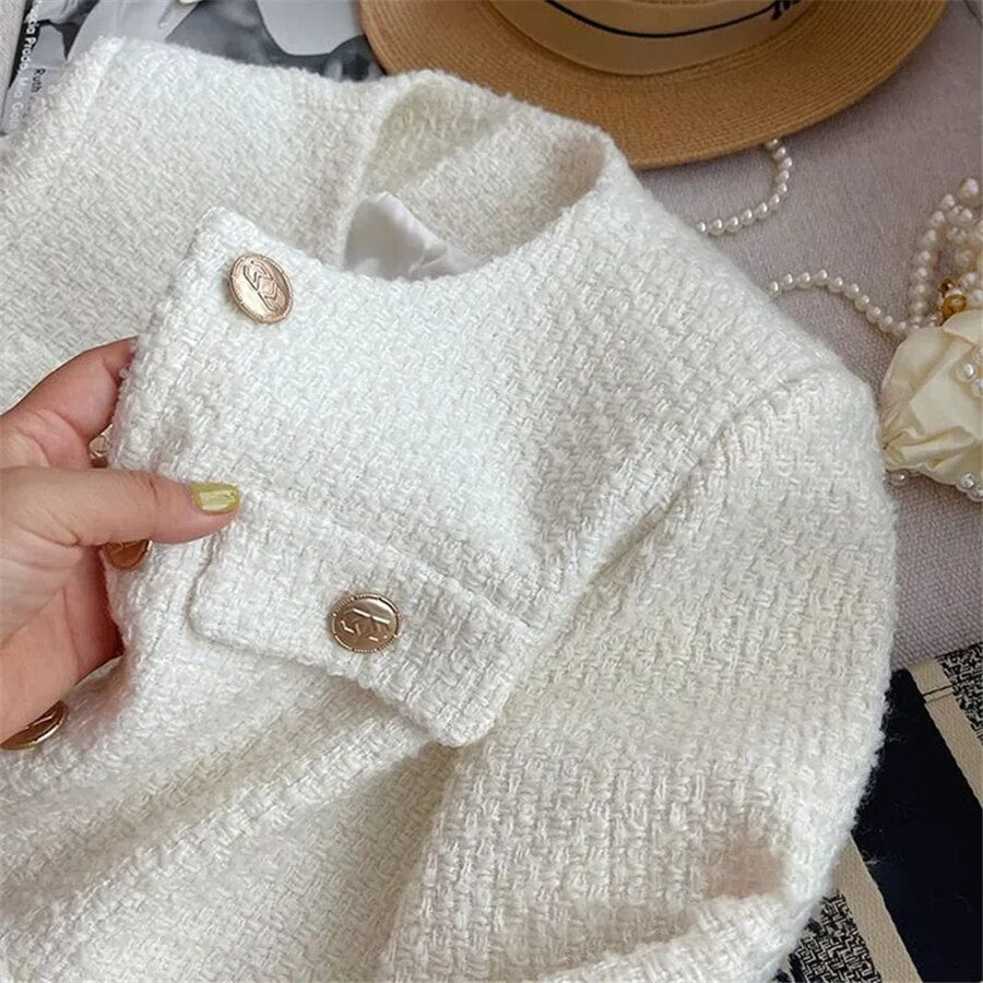 Drune | Damen Tweedjacke mit Rundhalsausschnitt