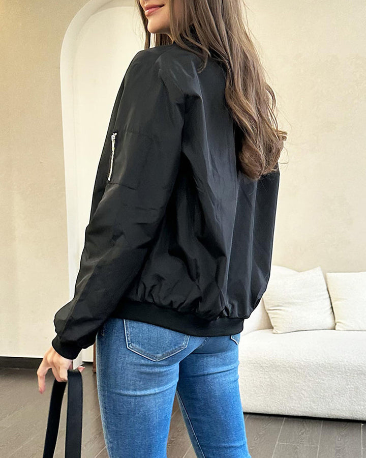 Drune | Klassische Bomberjacke mit Taschen für Frauen