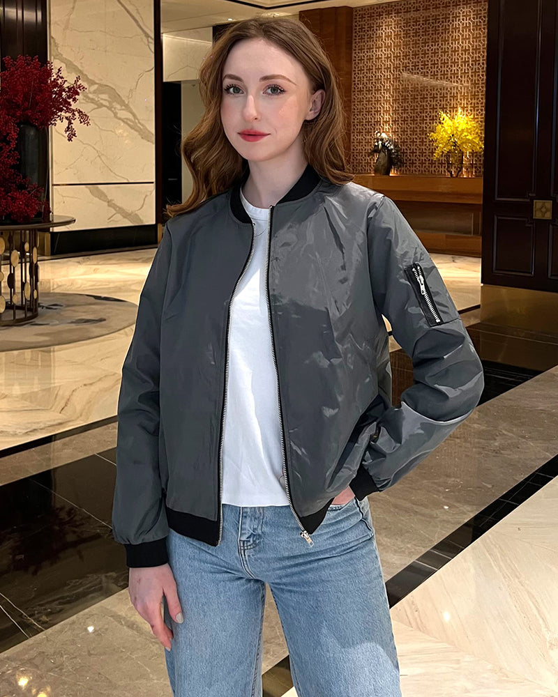 Drune | Klassische Bomberjacke mit Taschen für Frauen