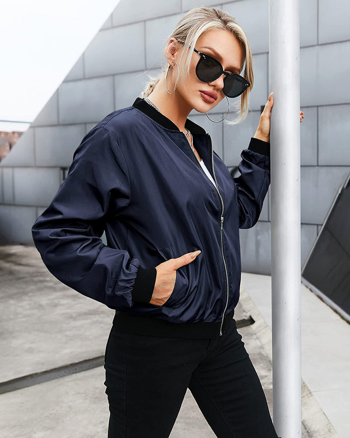 Drune | Klassische Bomberjacke mit Taschen für Frauen