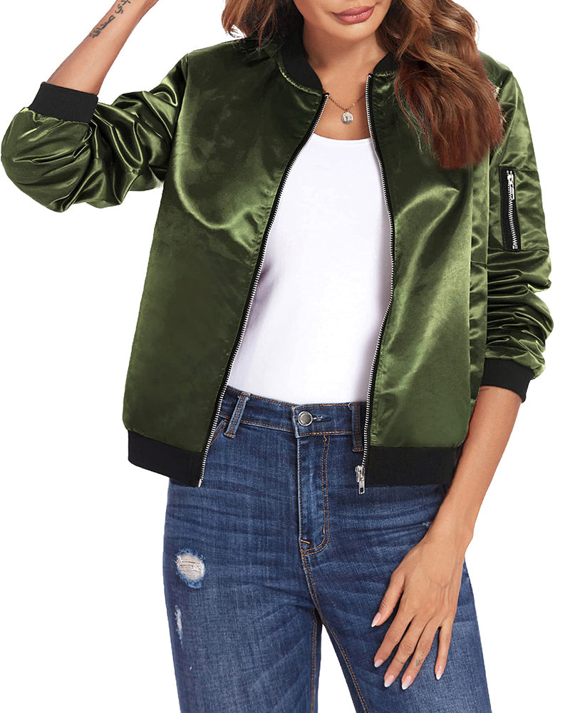 Drune | Klassische Bomberjacke mit Taschen für Frauen