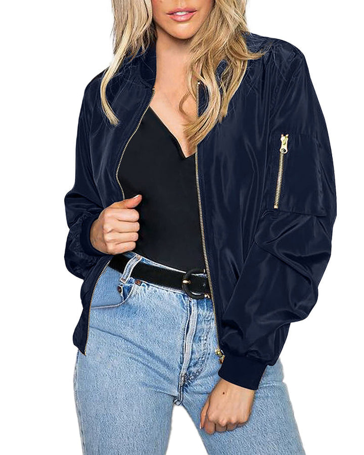 Drune | Klassische Bomberjacke mit Taschen für Frauen