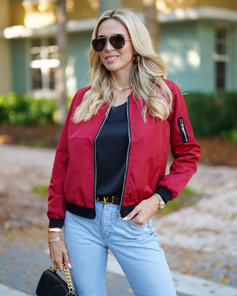 Drune | Klassische Bomberjacke mit Taschen für Frauen