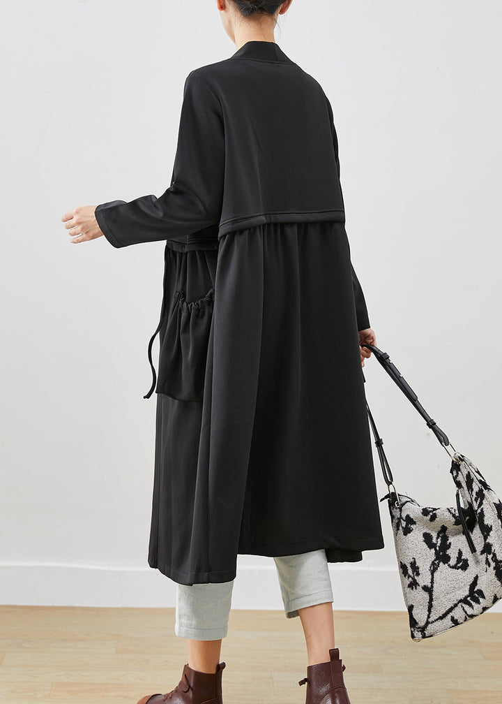 Drune | Schwarze Kapuzenjacke mit Taschen aus Baumwolle