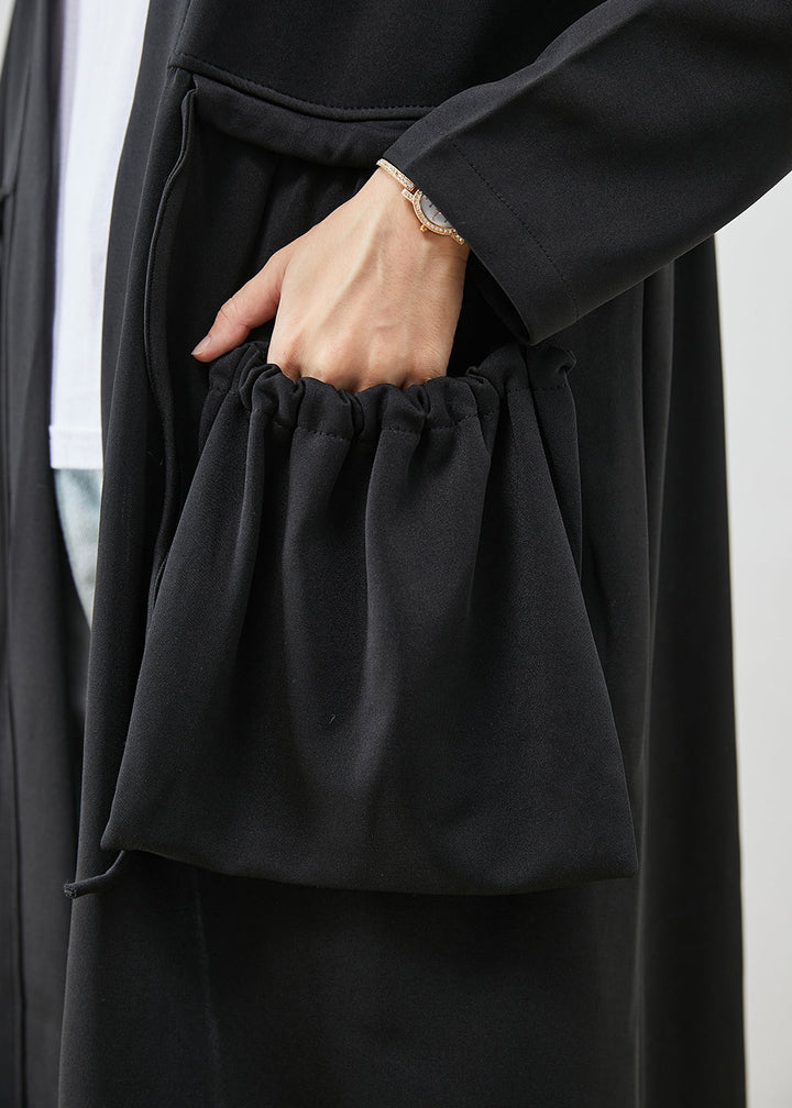 Drune | Schwarze Kapuzenjacke mit Taschen aus Baumwolle