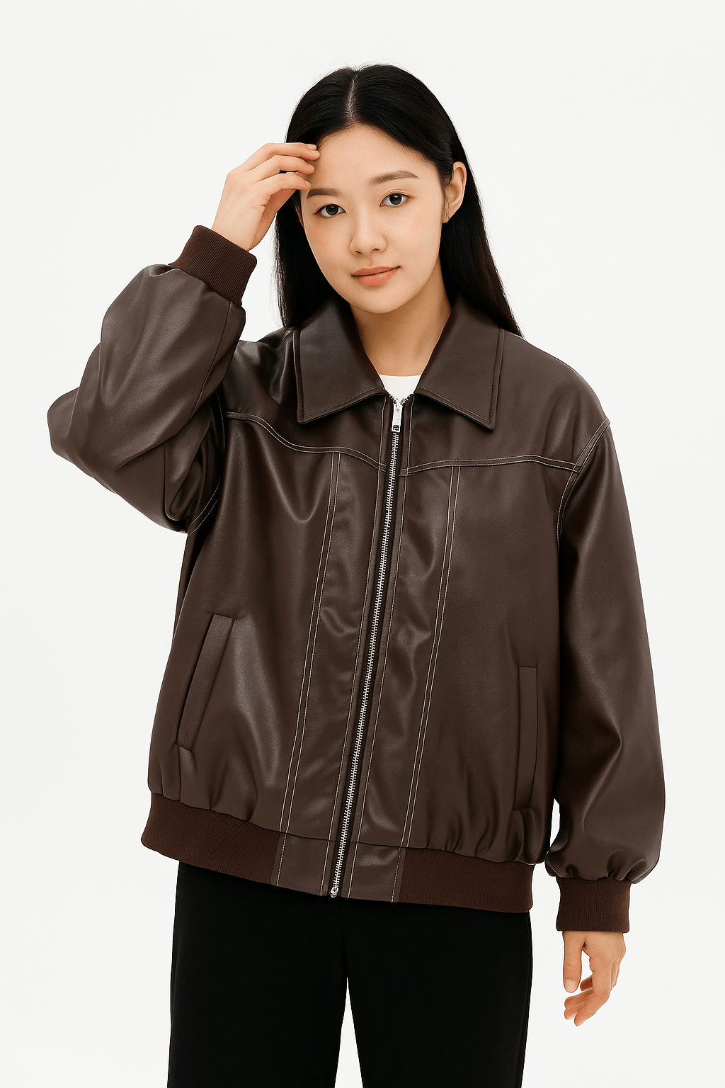 Drune | Damen Oversized Leder Winterjacke