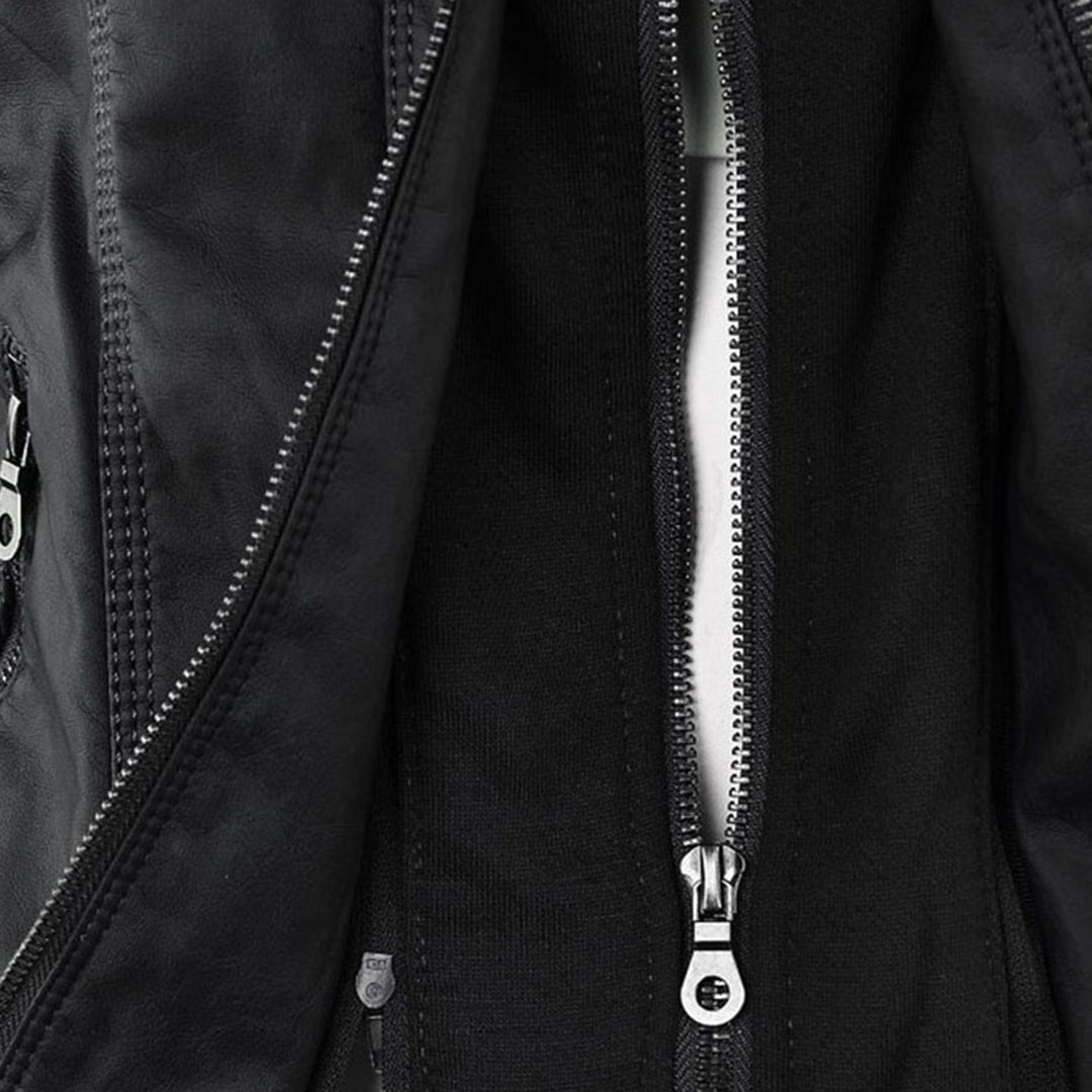 Damen Bikerjacke aus Kunstleder mit Kapuze | Große Größen (L–3XL)