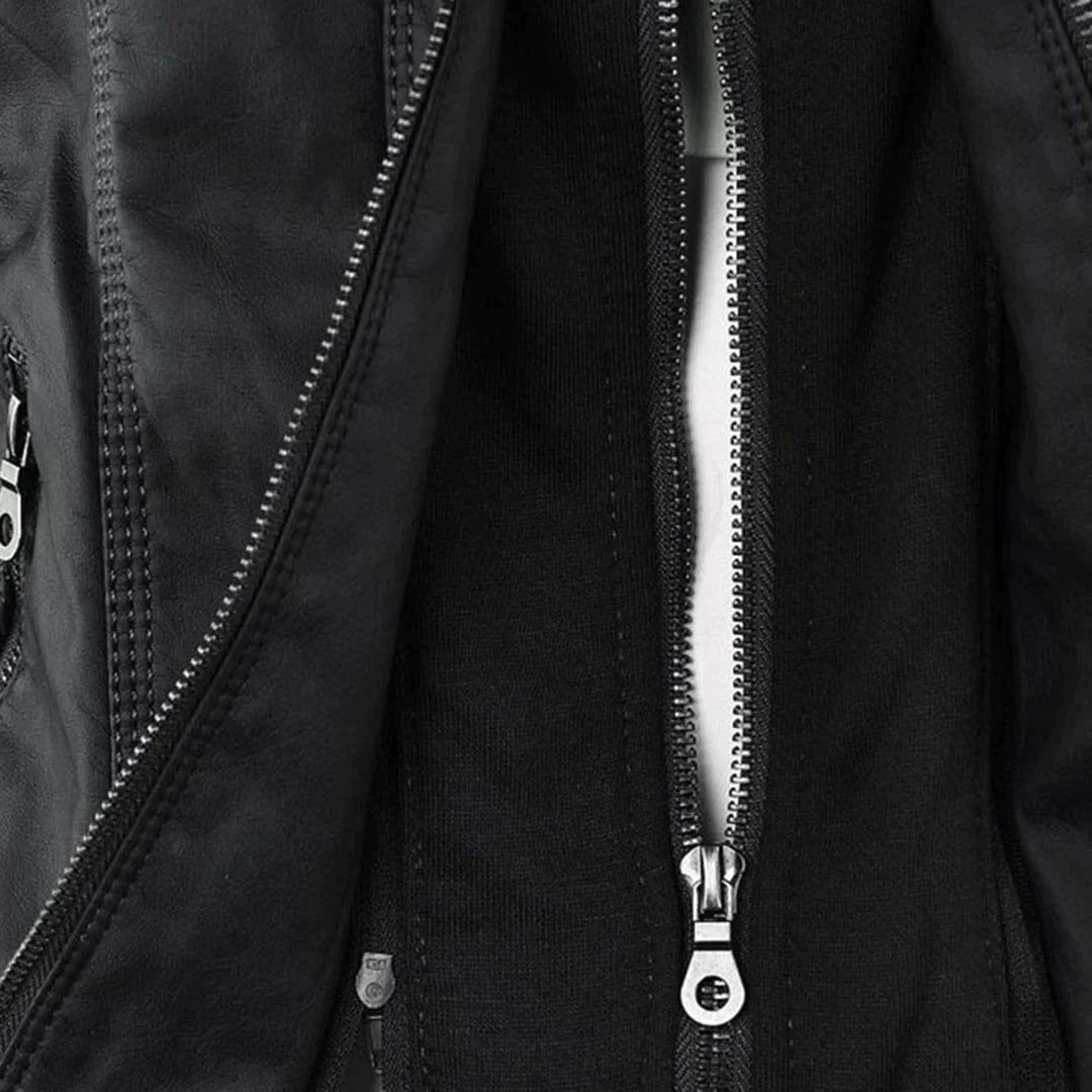 Drune | Elegantes Motorradjacke Mit Kapuze Aus Hochwertigem Leder