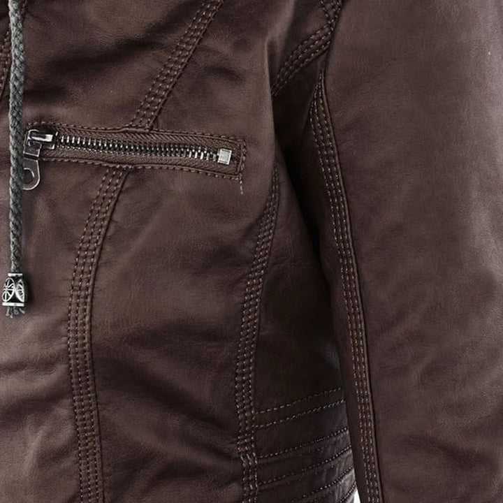 Drune | Schicke khakifarbene Jacke mit Kapuze, Komfort und urbaner Eleganz