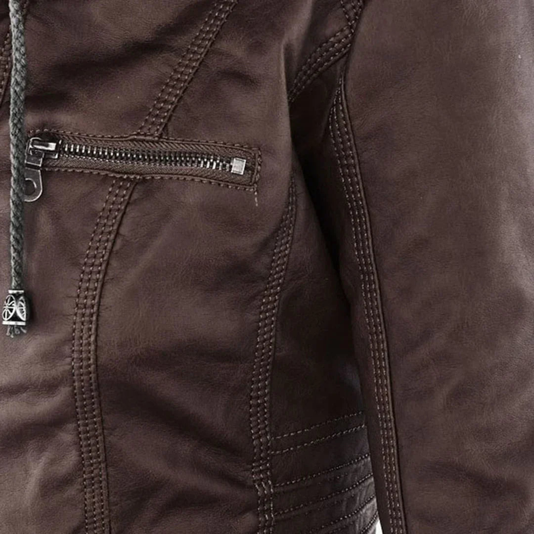 Drune | Elegantes Motorradjacke Mit Kapuze Aus Hochwertigem Leder