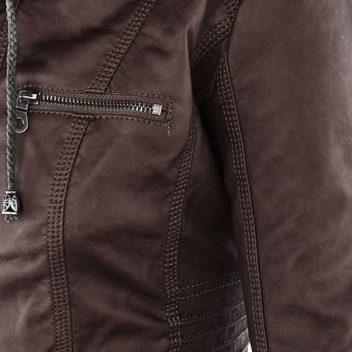 Drune | Elegantes Motorradjacke Mit Kapuze Aus Hochwertigem Leder