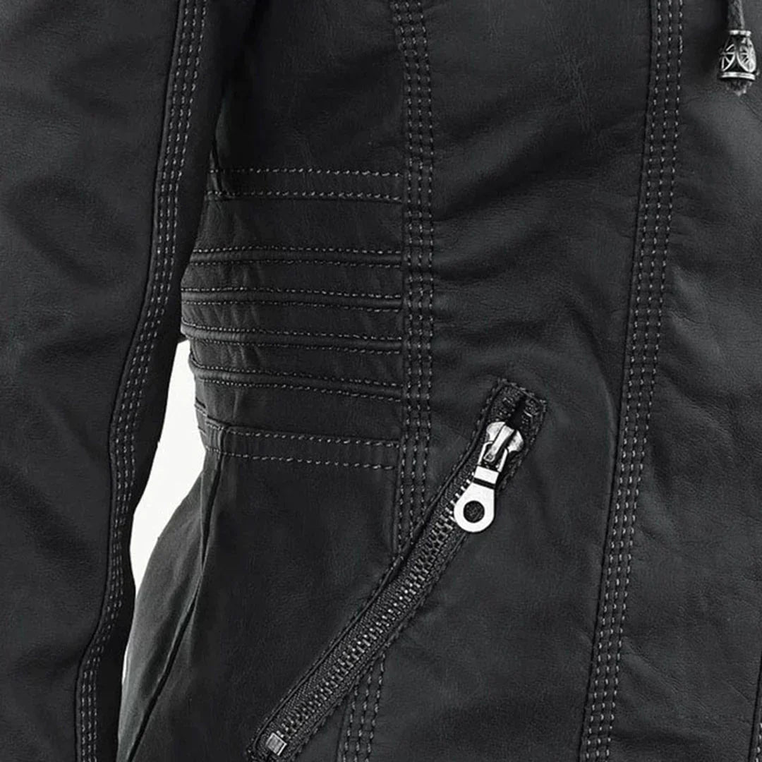 Drune | Elegantes Motorradjacke Mit Kapuze Aus Hochwertigem Leder