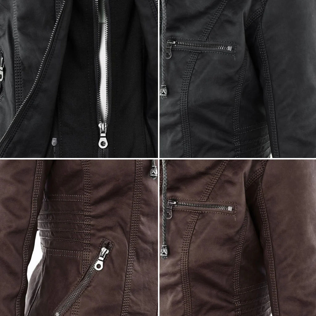 Drune | Schicke khakifarbene Jacke mit Kapuze, Komfort und urbaner Eleganz