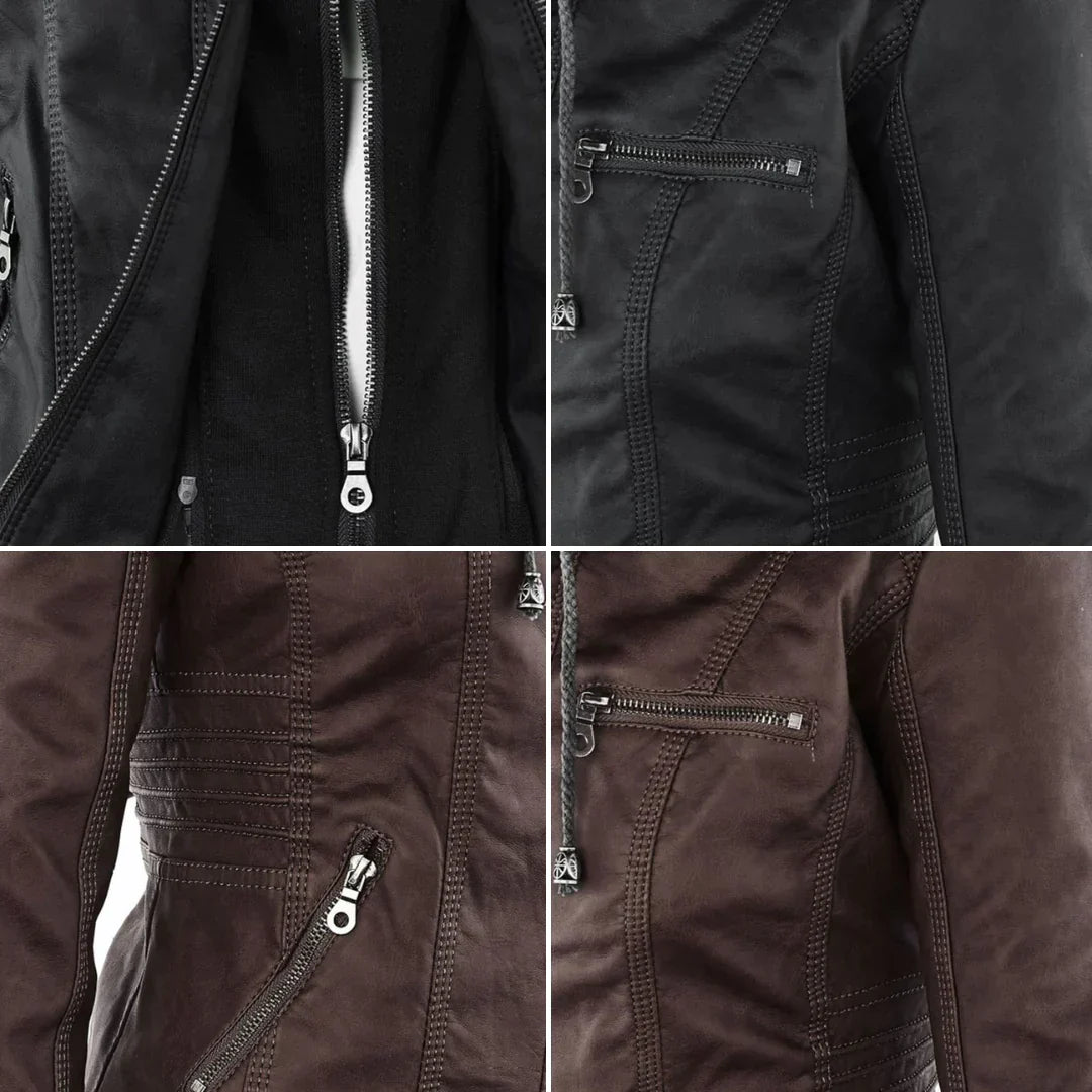 Drune | Elegantes Motorradjacke Mit Kapuze Aus Hochwertigem Leder