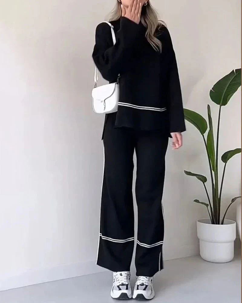 Drune | Ord Set Zweiteiler aus Oversize Damenpullover und Hose mit weitem Bein