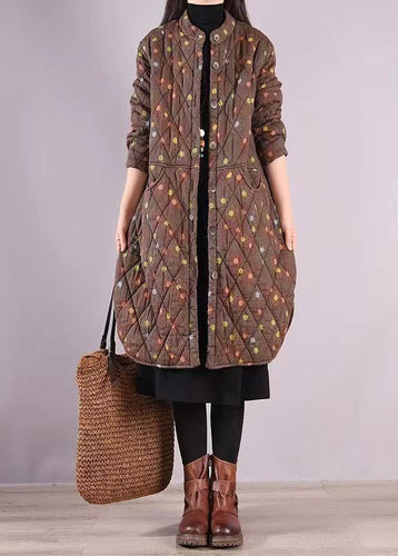 Drune | Drucktaschen Patchwork Feine Baumwolle Gefüllte Mäntel Stehkragen Winter