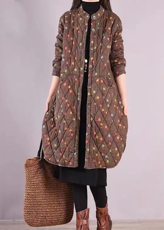 Drune | Drucktaschen Patchwork Feine Baumwolle Gefüllte Mäntel Stehkragen Winter
