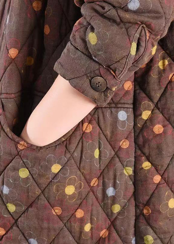 Drune | Drucktaschen Patchwork Feine Baumwolle Gefüllte Mäntel Stehkragen Winter