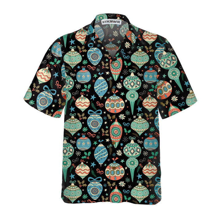 Drune | Bunte Weihnachtskugeln Hawaiian Shirt, Lustiges Weihnachtshemd, Geschenk für Weihnachten