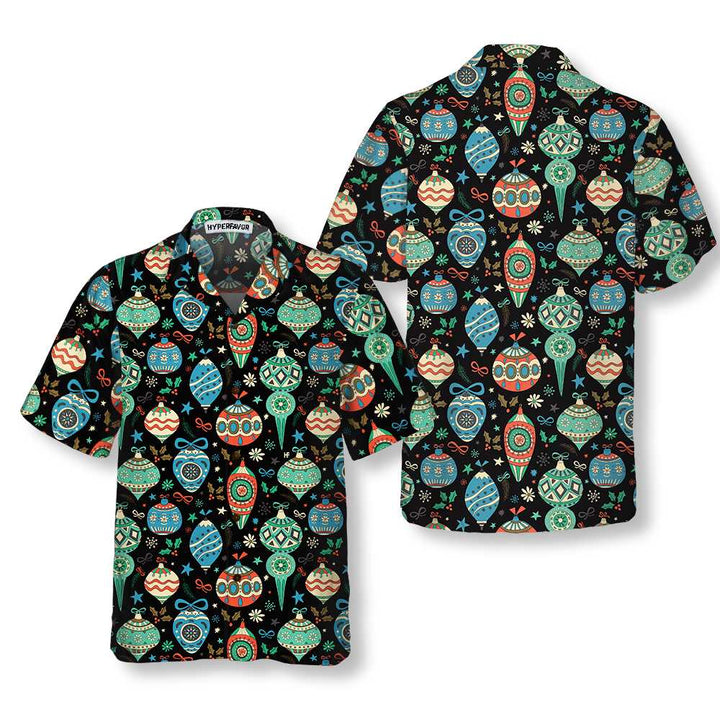 Drune | Bunte Weihnachtskugeln Hawaiian Shirt, Lustiges Weihnachtshemd, Geschenk für Weihnachten