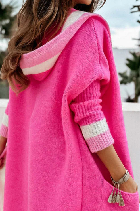 Drune | Langer Cardigan - Offene Front - Weiches Strick - Rippbündchen - Mit Taschen
