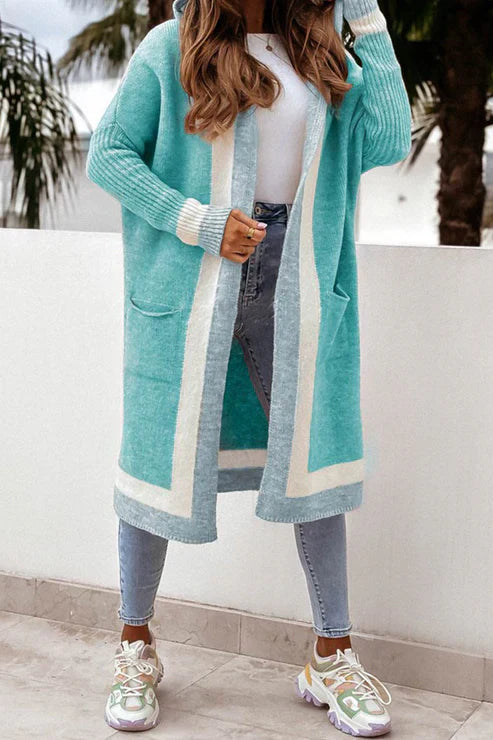 Drune | Langer Cardigan - Offene Front - Weiches Strick - Rippbündchen - Mit Taschen