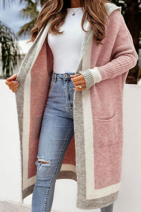 Drune | Langer Cardigan - Offene Front - Weiches Strick - Rippbündchen - Mit Taschen