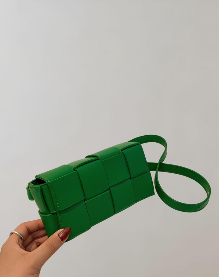 Drune | Geblockte Umhängetasche Vegan Leder Damen Geflochtene Tasche Frauen