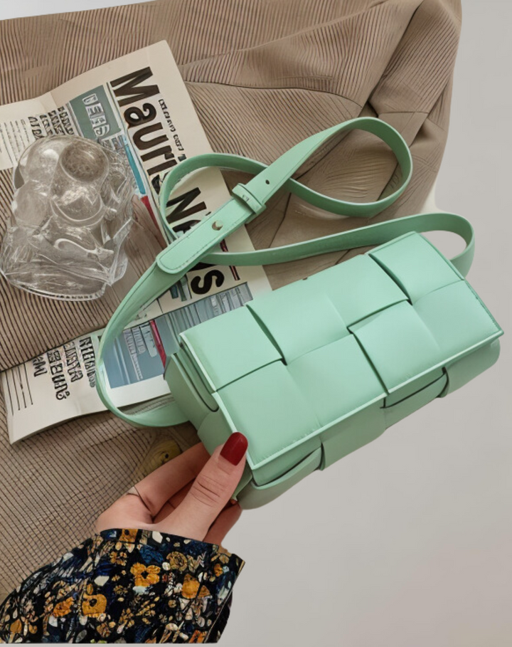 Drune | Geblockte Umhängetasche Vegan Leder Damen Geflochtene Tasche Frauen