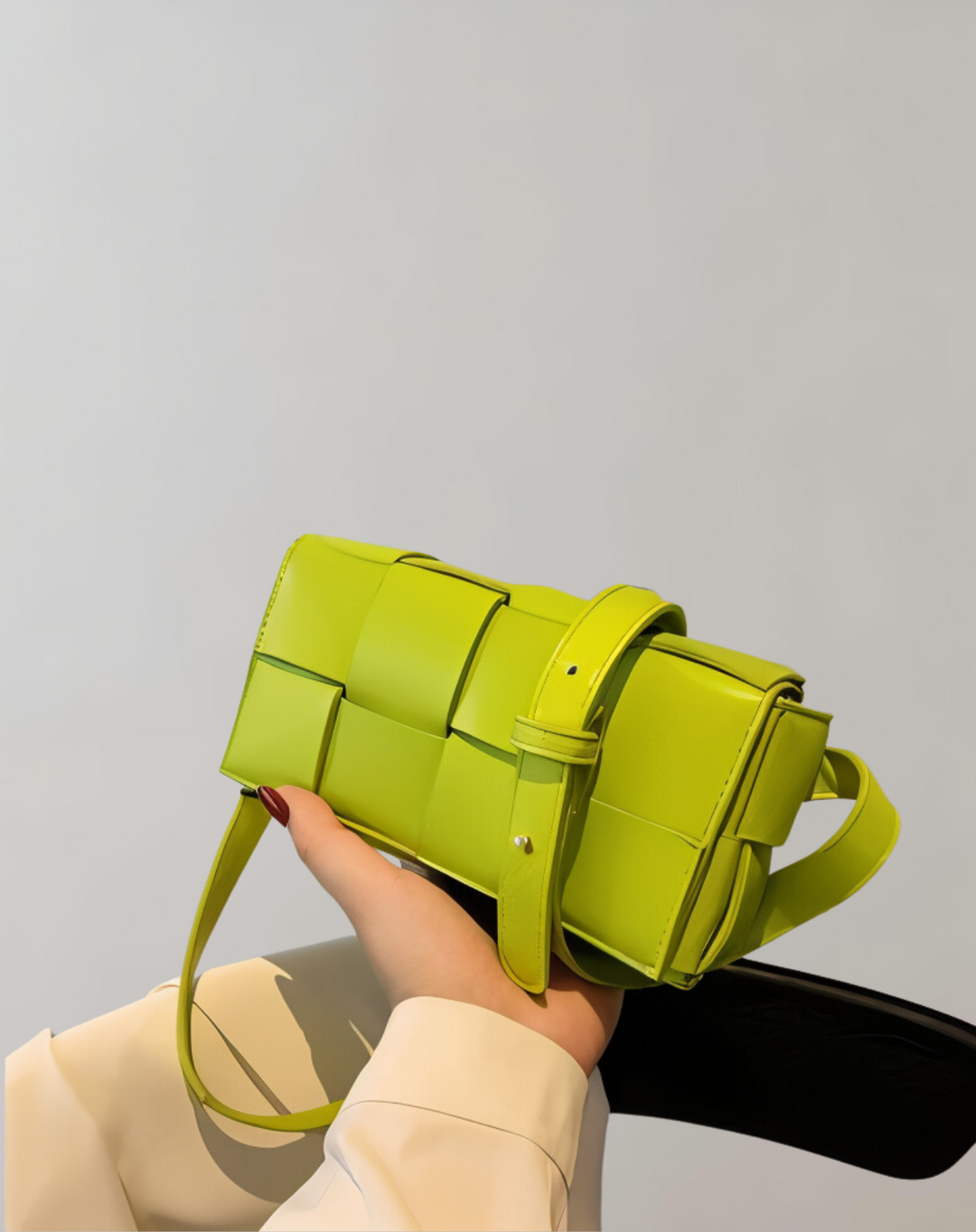 Drune | Geblockte Umhängetasche Vegan Leder Damen Geflochtene Tasche Frauen