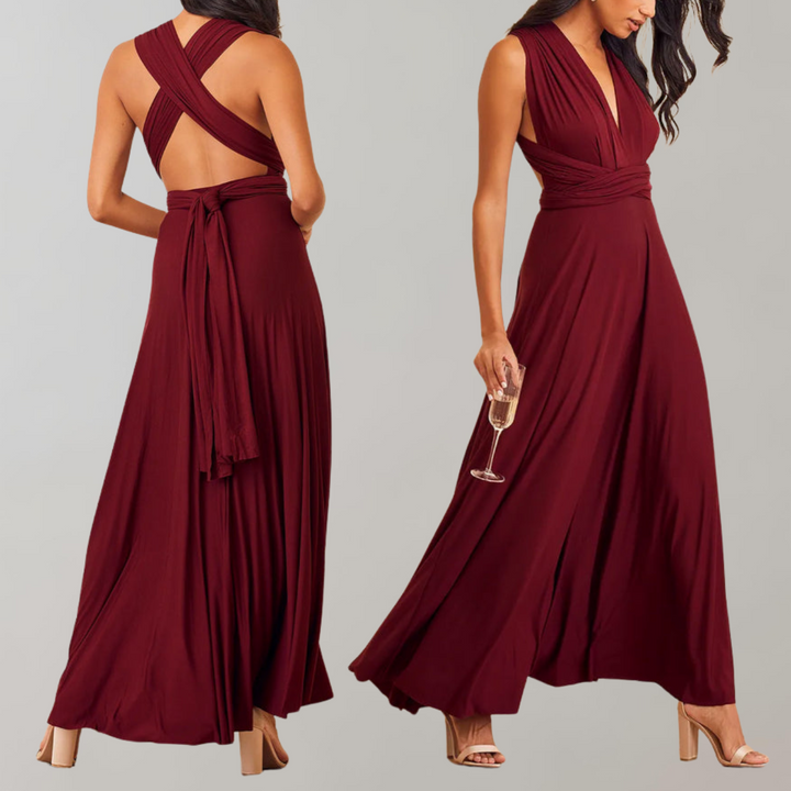 Drune - Schick Maxikleid | Cocktail Kleid Taillengurtel