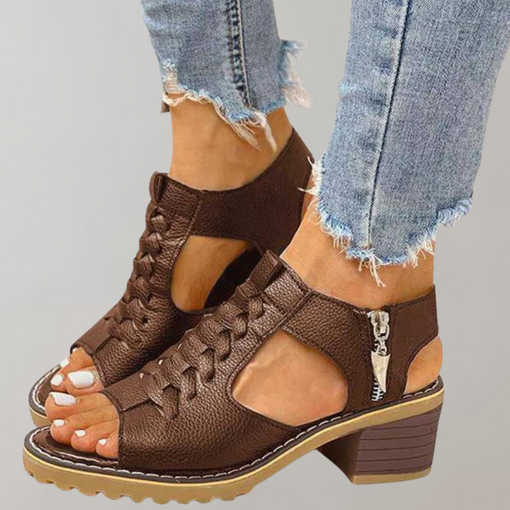 Drune - Orthopädische Sandalen mit Absatz | Bequeme Sandalen für Damen mit Spitzendesign