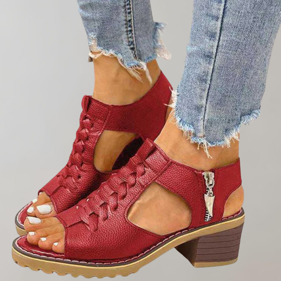 Drune - Orthopädische Sandalen mit Absatz | Bequeme Sandalen für Damen mit Spitzendesign