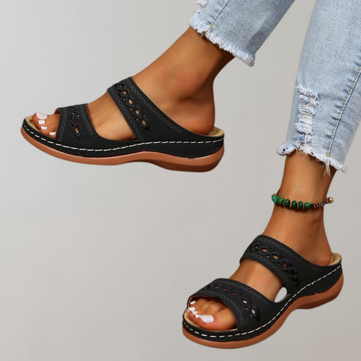 Schwarz orthopädische sandalen für damen