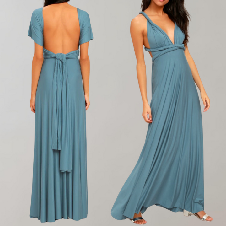 Drune - Schick Maxikleid | Cocktail Kleid Taillengurtel