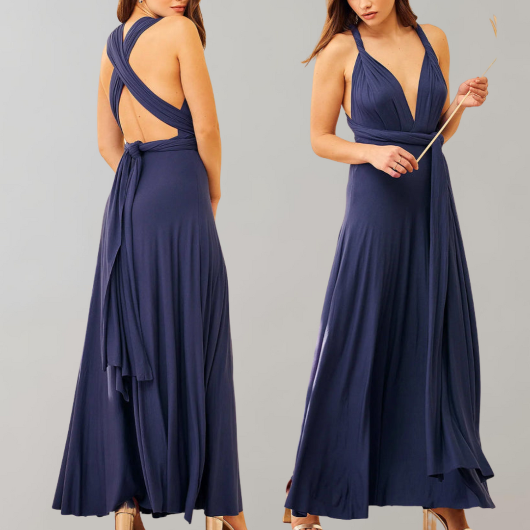Drune - Schick Maxikleid | Cocktail Kleid Taillengurtel