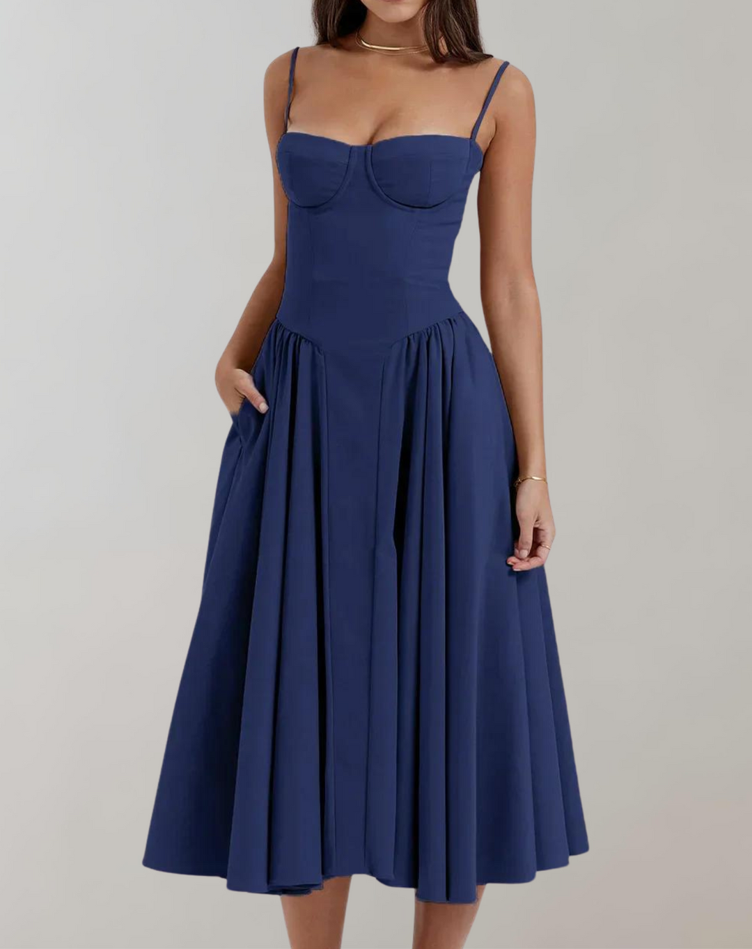 Drune - Schick Cocktail Kleid | Zeitlos Abendkleid Mit tiefem Hals