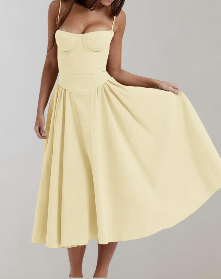 Drune - Schick Cocktail Kleid | Zeitlos Abendkleid Mit tiefem Hals