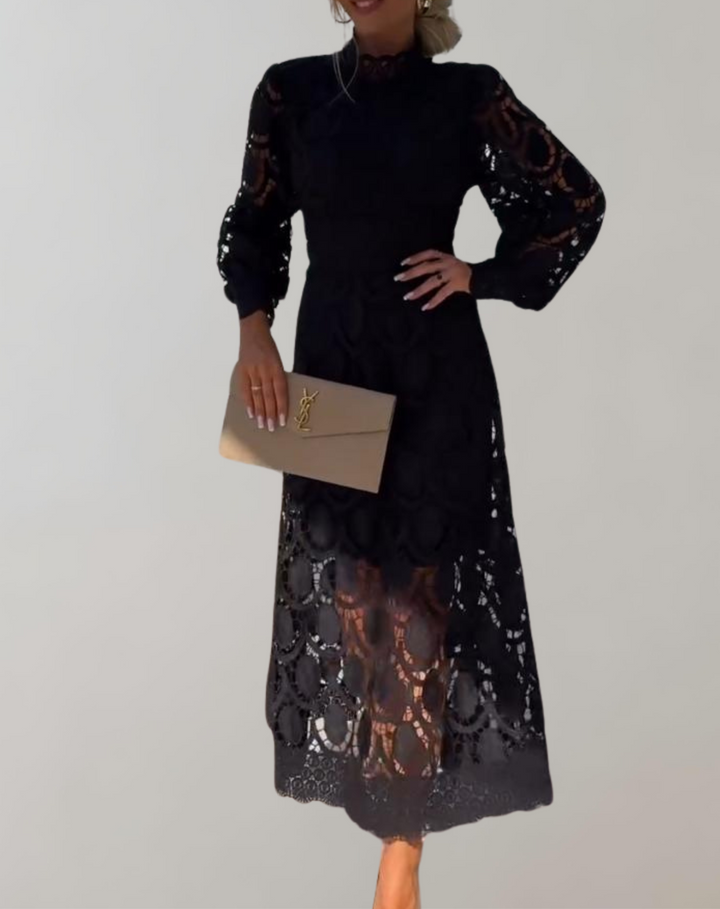 Drune -Anspruchsvolles Midikleid aus weißer Spitze | Spitzenkleid im Vintage-Stil