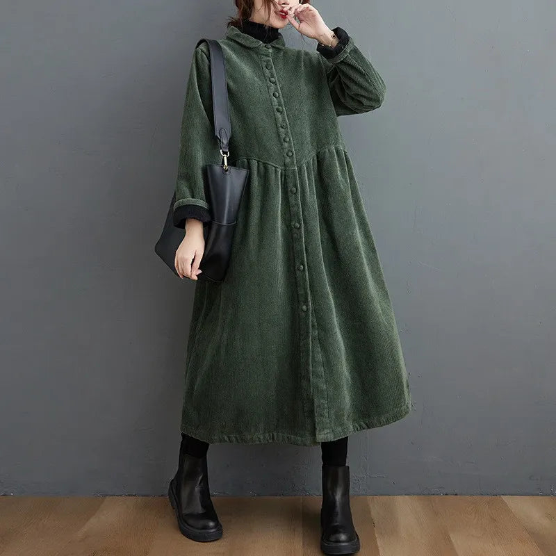 Drune | Corduroy-Mantel für Frauen - Tailliertes Design