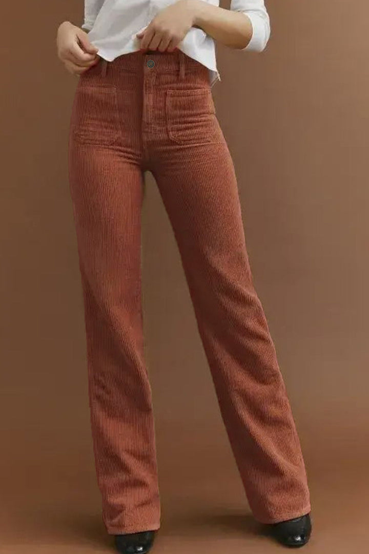 Drune | Corduroy-Hose für Frauen - Hohe Taille, Lässiger Schnitt